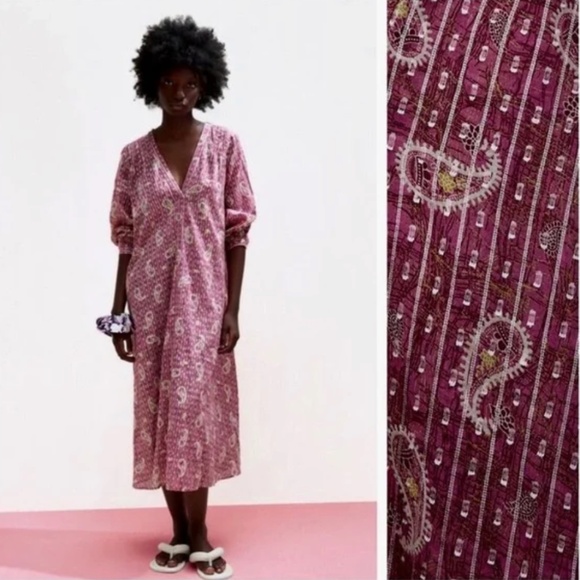 Zara Dresses & Skirts - Zara Paisley Long Sleeve Maxi Dress